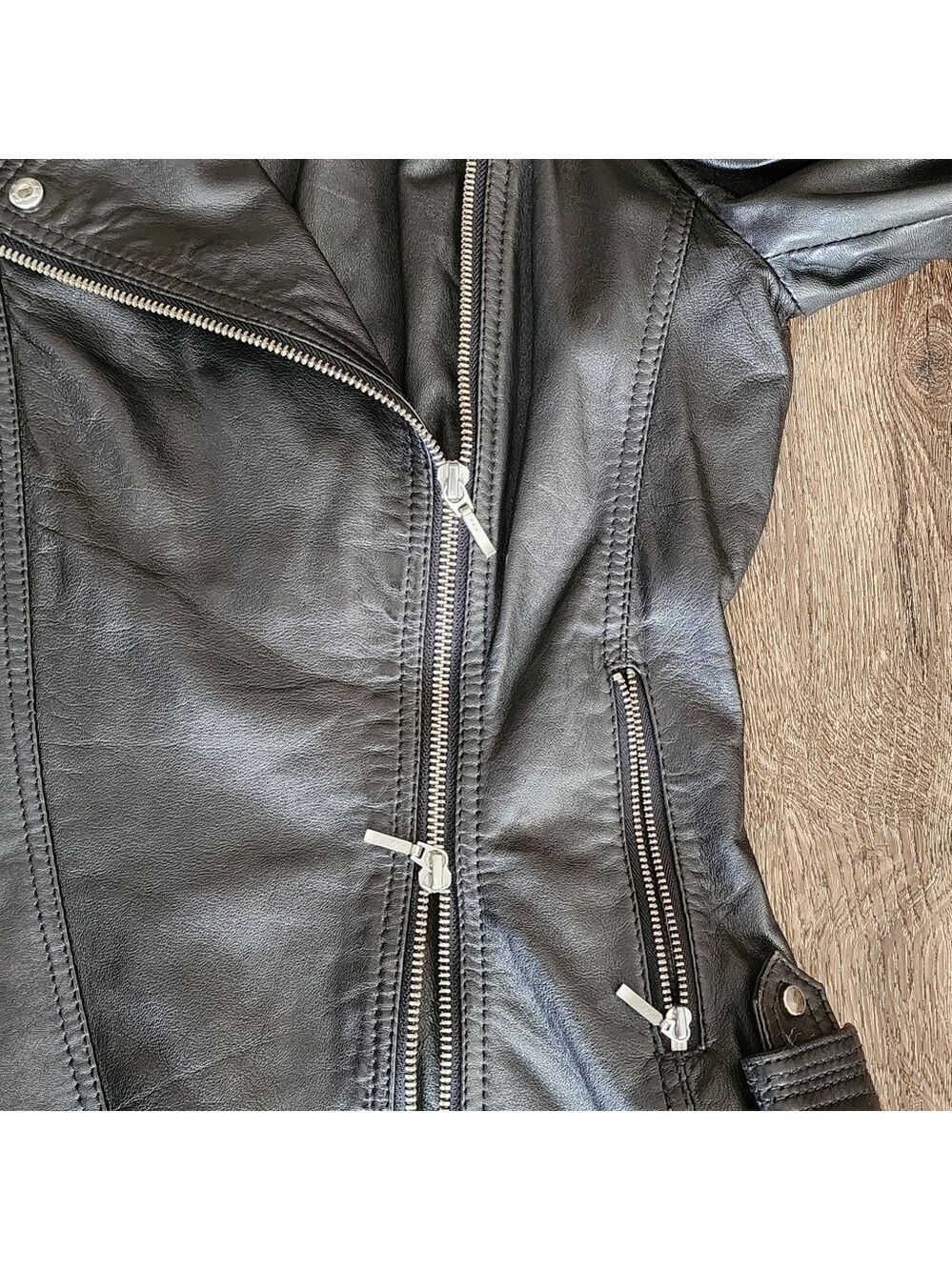 Danier Black Leather Biker Jacket #1814 - Picture 13 of 15